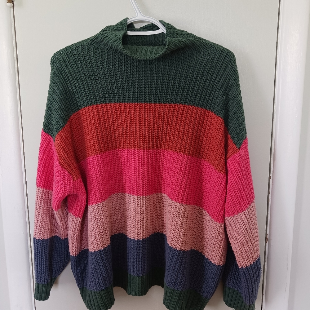 Long oversize sweater block color